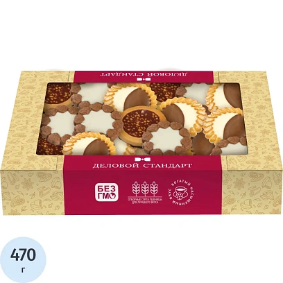 Печенье Деловой Стандарт сдобное Ассорти с кремовыми начинками, 470 г