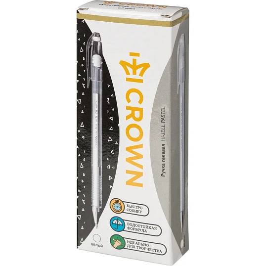 Ручка гелевая неавтомат. пастель белая CROWN, 0,7мм