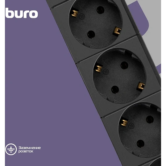 Сетевой фильтр Buro BU-SP1.8_USB_2A-B 1.8м (6 розеток) черный