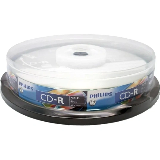 Носители информации CD-R Philips (CR7D5SB10/97)700 Mb,52х, Cake Box 10шт/уп